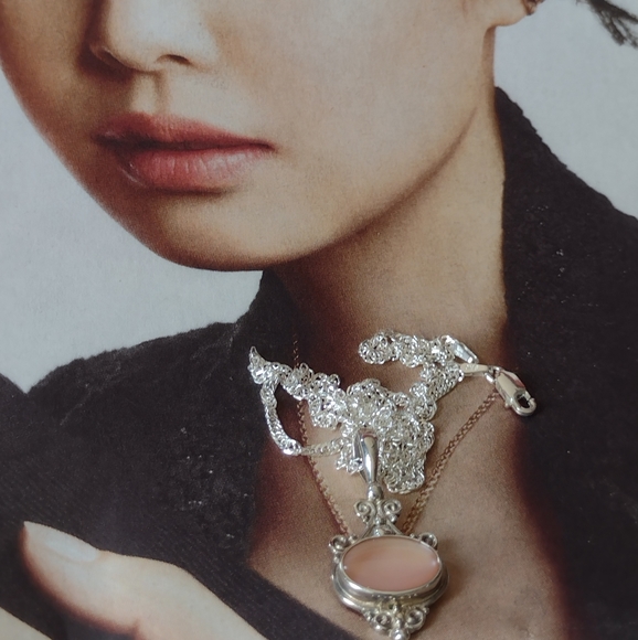 Sajan Crafted Sterling Silver Pink Polished Moonst - Picture 12 of 12